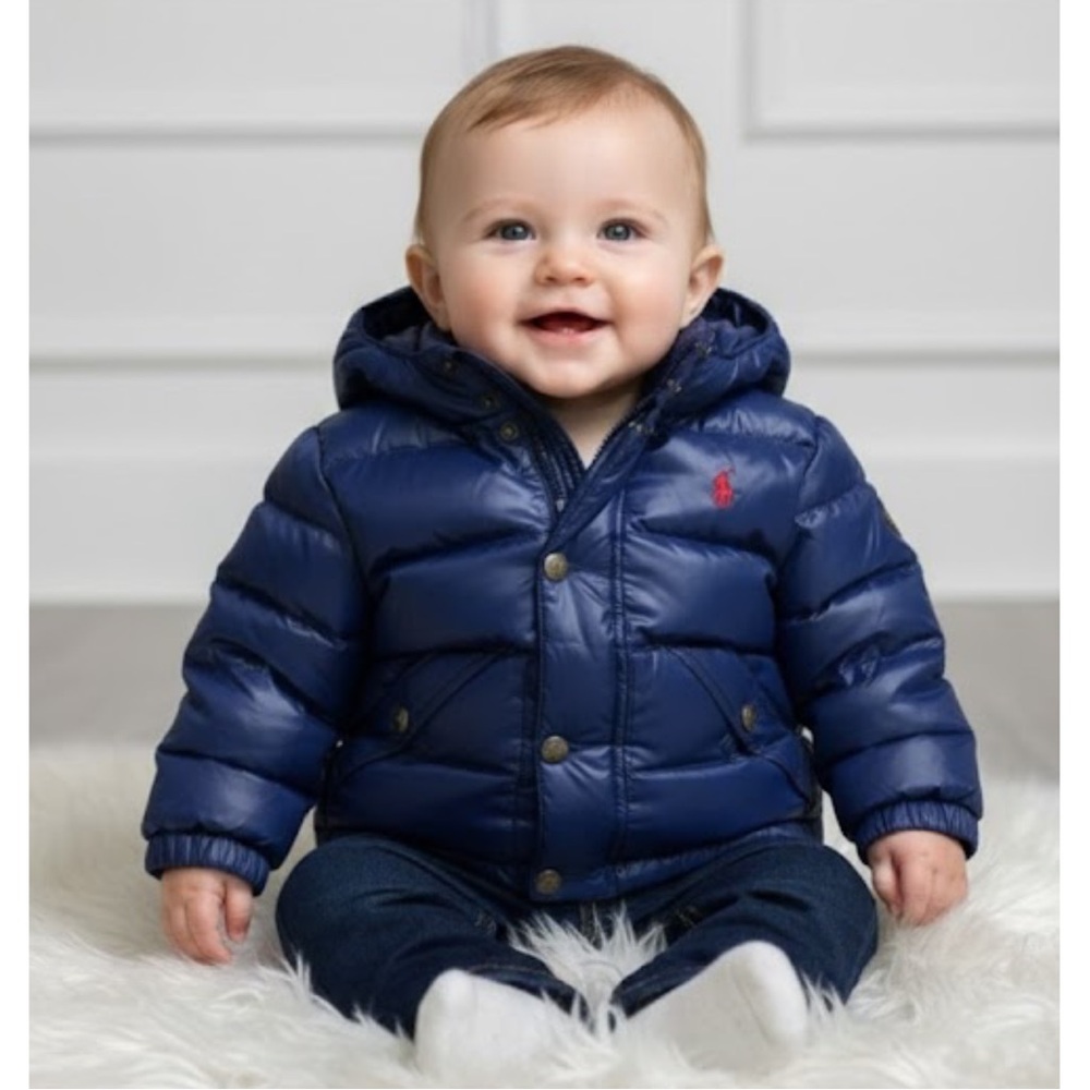 Ralph Lauren Navy Blue Down Hooded‎ Coat 9 months
